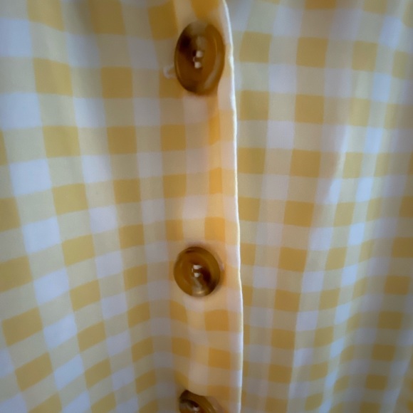 Elodie V-Neck Button Blouse Yellow /white - Picture 4 of 9